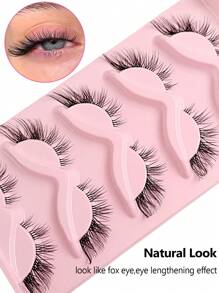 Asiteo 5 Pairs Anime Style Cat Eye False Eyelashes, Natural & Lengthening, With Flared Ends To Elongate Eyes, Beauty Essentials - Lông mi  mắt mèo - Xem 2
