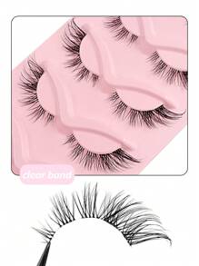 Asiteo 5 Pairs Anime Style Cat Eye False Eyelashes, Natural & Lengthening, With Flared Ends To Elongate Eyes, Beauty Essentials - Lông mi  mắt mèo - Xem 3