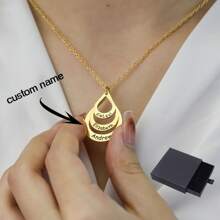 Dây chuyền tên tùy chỉnh bằng thép không gỉ cho phụ nữ 1-4 tên Vòng cổ khắc nhiều lớp hình giọt nước Trang sức tùy chỉnh cá nhân Phụ kiện đeo tay Trang sức ngày lễ tình nhân Quà tặng gia đình Ngày lễ tình nhân - vàng - Xem 2