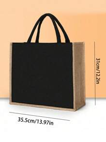 1 pièce Sac en toile personnalisé avec votre propre design pour femmes, sac fourre-tout personnalisé en lin pour les achats, sacs en lin, design unique (photo, paysage, illustration), pliable, grande capacité, léger, élégant, sac fourre-tout personnalisé, sac à bandoulière, sac shopping décontracté, sacs fourre-tout initiaux classiques, sac cadeau personnalisé pour mariage, anniversaire, plage, vacances - Noir - Voir 4