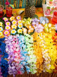 5 stuks Hawaiiaanse Leis, perfecte Hawaiiaanse feestartikelen voor zomerse strandvakanties, essentiële feestdecoraties voor verjaardagen, afstudeerders en huwelijksvieringen