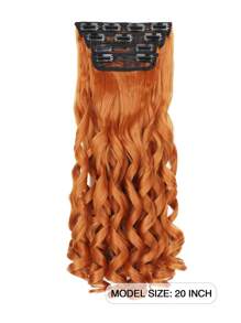 nimoki Clip In Hair Extensions Long Bouncy Curly  Hair Extensions 20 Inch 4pcs  Synthetic Hair Extensions For Women(Orange) - Dirty Orange - View 5