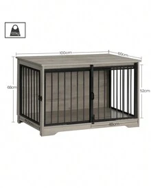 HaluPeit Dog Cage Furniture, Dog Box, 2 Doors, Modern Dog House For Small/Medium/Large Dogs Up To 100 Kg, Side Table, Dog House For Home, 60 X 100 X 68 Cm - Grey - View 7