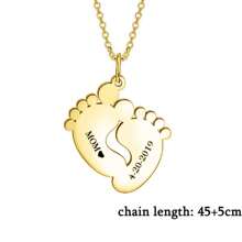 Personalized Custom Necklace Baby Foot Plate Pendant,Engraved Name Date Pendant Necklace,Baby Birth Anniversary Jewelry,Birthday Party Accessories,Customized Gifts,Christmas Gifts - Rose Gold - View 7