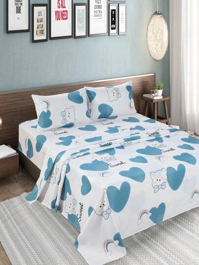 4 Piezas Juego De Cama De Tamaño Full/King En Una Bolsa, Con Forro, Fundas y Sábana, Cama De Lujo En Una Bolsa Para Todas Las Estaciones Para Dormitorio