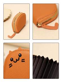 1/2pcs Cartoon Cat Shaped Wallet, Women Multi-Card Slots Purse, Cute & Fashionable Faux Leather Coin Pouch, Cat Card Holder, Compact & Portable, Multi-Slot Design, Various Colors Available, Small Gift For Family, Friends And Loved Ones (Zipper Color Random) - Multicolor - View 10