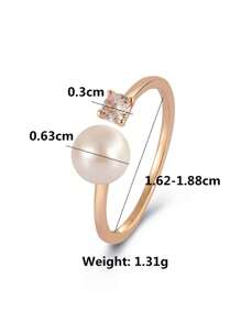 Flyleaf 1 chiếc nhẫn đeo đốt ngón tay bằng bạc sterling 925 mạ vàng sâm panh, đánh bóng như gương, đính ngọc trai giả hình vỏ sò, trang sức thời trang phù hợp để đeo hàng ngày. - Hoa hồng vàng - Xem 6