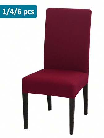 1pc/4pcs/6pcs/8pcs/10pcs Solid Milk Silk Chair Covers, Polyester Elastic Dining Chair Slipcovers