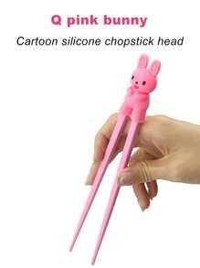 2 Pairs Detachable Silicone Sheep & Pink Rabbit Head Chopsticks,Kitchen,Christmas Gift,School Supplies