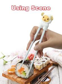 2 Pairs Detachable Silicone Sheep & Pink Rabbit Head Chopsticks,Kitchen,Christmas Gift,School Supplies