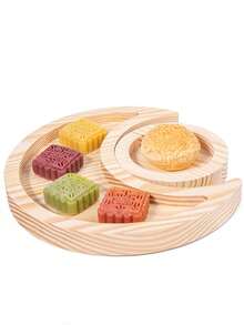 1 Pc Three-Layer Cake Rack, Countertop Large Solid Wood FoodStorage Rack, Hotel Serving Tray Food Rack, For Buffet, Cake, CandyAnd Bread, Kitchen Organizers And Storage, Kitchen Accessories