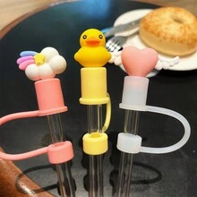 6入組3D可愛動物彩虹防塵矽膠吸管套，適用於10毫米/0.4英寸吸管，40oz/30oz/20oz杯子（由矽膠製成，不是PVC） - 彩色 - 查看 7