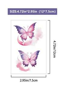 6 piezas Tatuaje temporal de mariposa con brillo Canthus, impermeable y a prueba de sudor, calcomanía facial desechable y colorida para decoración facial para mujeres en brazos, rostro, pecho, cuello, para uso en discotecas, escenarios, conciertos, aspecto de gemas faciales - Multicolor - Ver 6