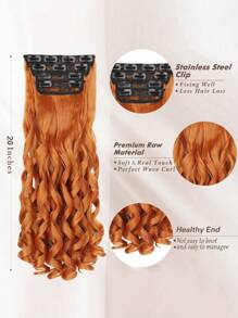 nimoki Clip In Hair Extensions Long Bouncy Curly  Hair Extensions 20 Inch 4pcs  Synthetic Hair Extensions For Women(Orange) - Dirty Orange - View 3