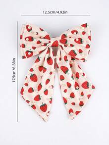1 件装珍珠草莓蝴蝶结发夹，优雅丝带草莓大发夹，适合女士长尾发饰 - 彩色 - 查看 6