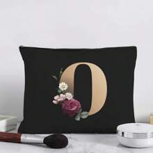 Cosmetic Bag Lady Makeup Bags Wallet Name Initials Letter Pattern Toiletry Organizer Pouch Wedding Party Wash Bag Zipper Phone Purse Pencil Pouch Make Up Bags Valentine'S Day Gifts Clutch Bag Bridesmaid Make Up Pouch Toiletries Organizer Bag Cosmetic Case Makeup Organizer Make Up Organizer Makeup Storage Makeup Pouch Make Up Pouch - Black - View 24