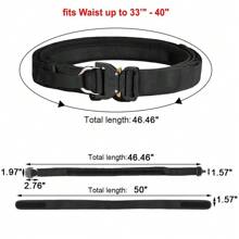 2in1 Double Layer Belt Tactical Thickened Molle Waist Belt Quick Release Buckle - Black - View 2