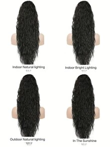 Claw Clip Ponytail, 24 Inch Black Ponytail Extensions, Women's Synthetic Long Curly Wave Clip-In Ponytail Extensions, Synthetic Wigs For Daily Party Use, Ponytail Wigs