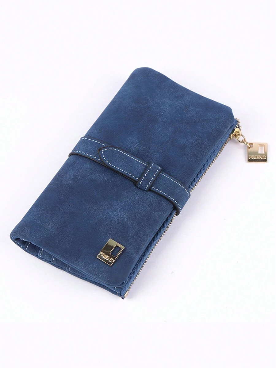 Women Wallet Women Long Wallet for PU Matte Card Holder Lady Leather Suede Retro Coin Purse Female Wallet Handbag - Azul - Ver 1