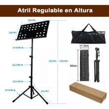 Atril Para Partituras Ajustable Reforzado Portátil/funda,Atril de música, portátil y con altura ajustable de 73cm a 145cm (28.7 pulg. a 57 pulg.)