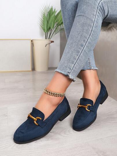 French British Style Women's Flat Loafers, Vintage Suede Soft Bottom Comfortable Casual Slip-On Shoes
