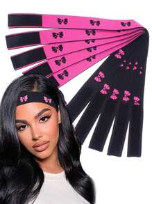 4入組持久邊控制真絲髮蠟棒帶薄片+髮箍+梳子 - 白色 - 查看 11