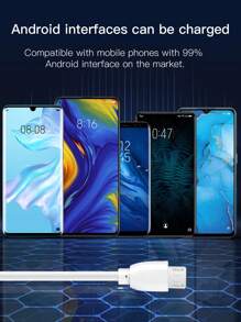 1米厚微型USB快速充電數據線，堅不可摧，不纏結，不變形充電線，廣泛兼容 - 白色 - 查看 7