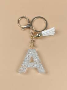 1 Peça de Chaveiro de Letra M Decorado com Pétalas Sequinadas e Pingente com Design de Borla para Casal, Mãe, Família, Amigos, Acessórios de Carro, Enfeite de Mochila, Acessórios Góticos Y2K, Halloween, Dia dos Professores, Ideias de Presente de Natal