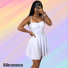 VESTIDO CIRCULAR CON COPAS - Blanco - Ver 1