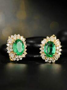 1 Pair Teen Retro Style Cubic Zirconia Hoop Earrings For Girls Gifts For Daily Decoration For Party Jewelry Birthday Gift