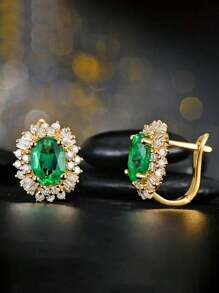 1 Pair Teen Retro Style Cubic Zirconia Hoop Earrings For Girls Gifts For Daily Decoration For Party Jewelry Birthday Gift