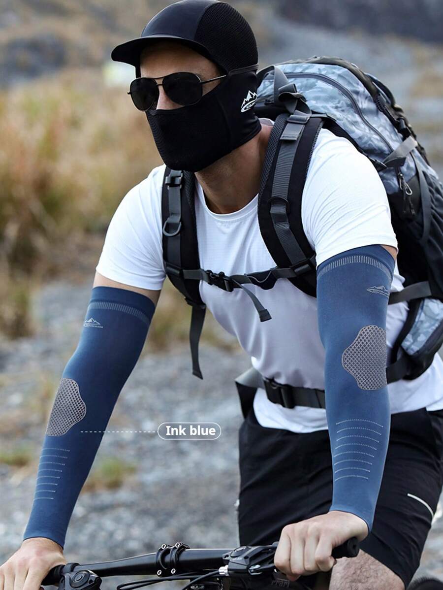 2pcs Outdoor Cycling Sunscreen Ice Sleeve Fishing Sunshade Breathable Sleeve Ice Silk Anti-Slip Summer Sports Armguard For Men - Multicolor - View 1