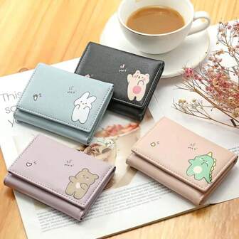 Women Short S Student Triple Fold Card Holder Girl ID Bag Card Holder Coin Ladies Wallets Cartoon Bags For Women Wallet Purse Wallet Small Wallet Cute Wallet