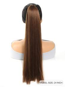 合成馬尾辮造型，橡皮筋頭馬尾假髮，黑色金色棕色適用於女士 - Light Brown - 查看 4
