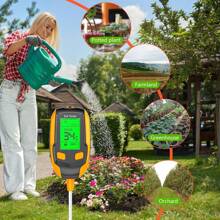 4-In-1 Soil Moisture Meter Digital Plant Temperature/Soil Moisture/PH Meter/Sunlight Intensity/Environment Humidity Backlight LCD Display Soil Test Meter For Gardening, Farming And Outdoor Plants
