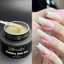 Jillnails 50克中号凝胶延长胶，适用于美甲延长，UV/LED固化，自流平，透明乳白色