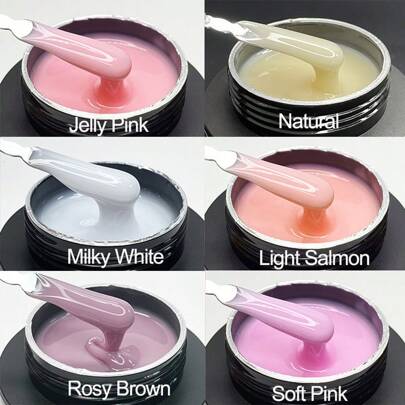 Jillnails 50克中号凝胶延长胶，适用于美甲延长，UV/LED固化，自流平，透明乳白色