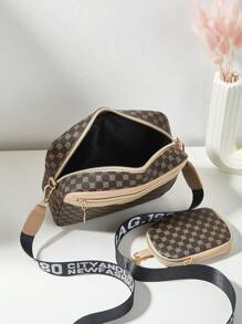 Women Small Square Shoulder Bag, Crossbody Bag With Printed Pattern & Contrast Color, Mini Purse - Multicolor - View 5