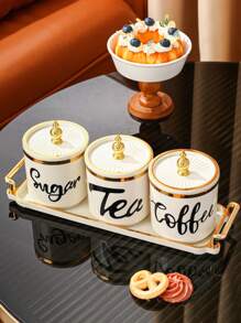 1pc/4pcs/Set Plastic Multifunctional Storage Jars, Sealed Canisters For Living Room, Dining Room, Kitchen, Tray Set For Cereal, Candy, Cookies, Bread, Suitable For Outdoor, Wedding, Party, Gift, Birthday, Christmas Gift