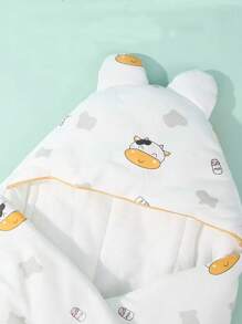 1 件可爱小奶牛印花新生儿防惊吓睡袋，婴儿襁褓袋，适合医院和家庭使用，爱情人节