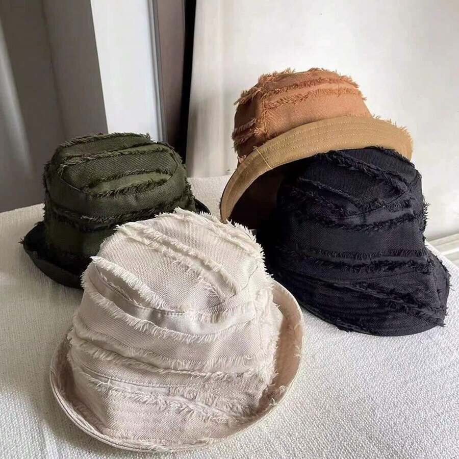 New Style Women's Dual-Use Black Bucket Hat, Solid Color Japanese Spring/Autumn Bucket Hat To Highlight Face Shape, Sun Protection - Multicolor - View 1