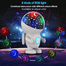 Halloween Decoration 1 Pc Night Light Projector,Night Light For Kids,Astronaut Star Projector With Energy Halo 1h Timer And 360 ° Rotation,Baby Night Light Ceiling Light Projector,Best Gifts For Boys Girls Bedroom Decor - 白色 - 4"D x 4"W x 7"H - 查看 2