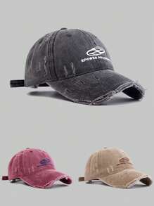 1pc Unisex Solid Color EPOWER Letter Embroidery Distressed Vintage Fashion Baseball Cap, Suitable For Daily Outdoor Streetwear - Multicolor - View 8