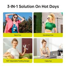 JISULIFE Handheld Fan Life7,2024 Powerful Portable Fan With LED Display,[19.5Hrs Max Cooling]5000mAh,150°Folded,5 Speeds,Lanyard; 3-IN-1 Hand/Desk/Neck Fan, Summer Essentials Fan For Travel,Lash - 灰色 - 查看 5