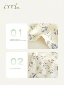 1 pieza de baberos muselina con orejas de conejo para recién nacidos con estampados para niñas y niños, regalo ideal para uso diario de recién nacidos - Oso - Ver 8