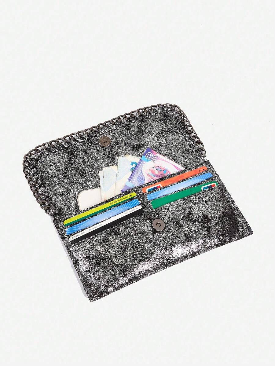 محفظة جديدة عصرية وشخصية من نمط Y2K قصيرة، مزودة بمغناطيس مع حجرات متعددة لحفظ البطاقات وسلسلة وحبل أنيق لحفظ العملات والقطع المعدنية، بتصميم جذاب "كلاتش" متوافقة مع هواتف الايفون، كيس جراب، محفظة هاتف للنساء