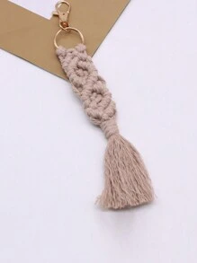 1pc Hand-Woven Tassel Keychain Pendant Creative Keychain, Backpack Pendant, Bag Charms, Birthday Gifts, DIY Accessories Party Favors, Decorations,Birthday Gift For Friends And Family(Light Grey),Home Decor ,Room Decor,Wall Decor Graduation