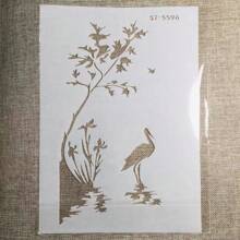 1pc White Plastic A4 Painting Stencil Template With Theme Of Swans, Birds, And Peacocks - White - View 5