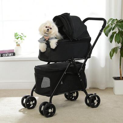 PAWZ Road Cochecito para perros de doble capa, carrito para perros, caja con carrito, bolsa de transporte plegable
