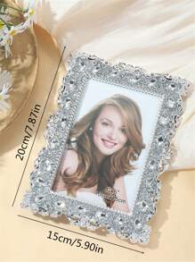 1 khung ảnh trang trí pha lê bạc, khung để bàn đính đá, kích thước 6"/7", thích hợp làm quà tặng cho gia đình và bạn bè, quà sinh nhật hoặc quà tốt nghiệp. - Bạc - Xem 4
